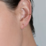 White Diamond Tiny Gold Square Open Hoop