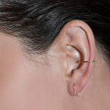 White Diamond Tiny Gold Square Open Hoop