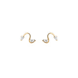 Ohana Diamond Wave Stud Earring (single)