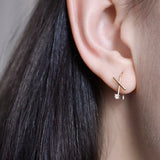 White Diamond Thread Earring