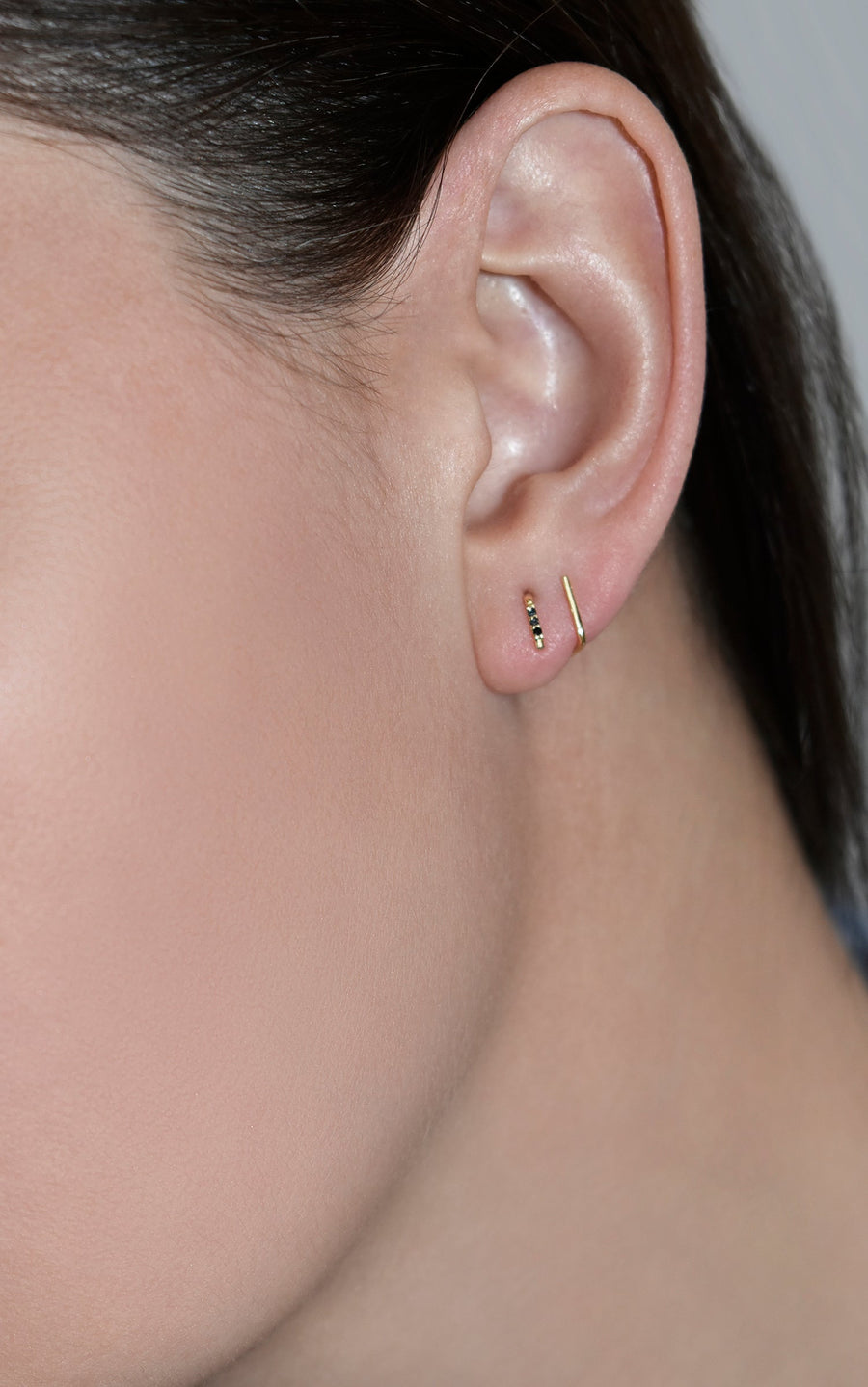 Mini Black Diamond Double Threader Hoop