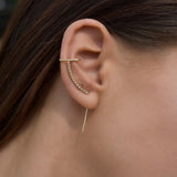 Pave Diamond Cuff Needle White Gold Earring