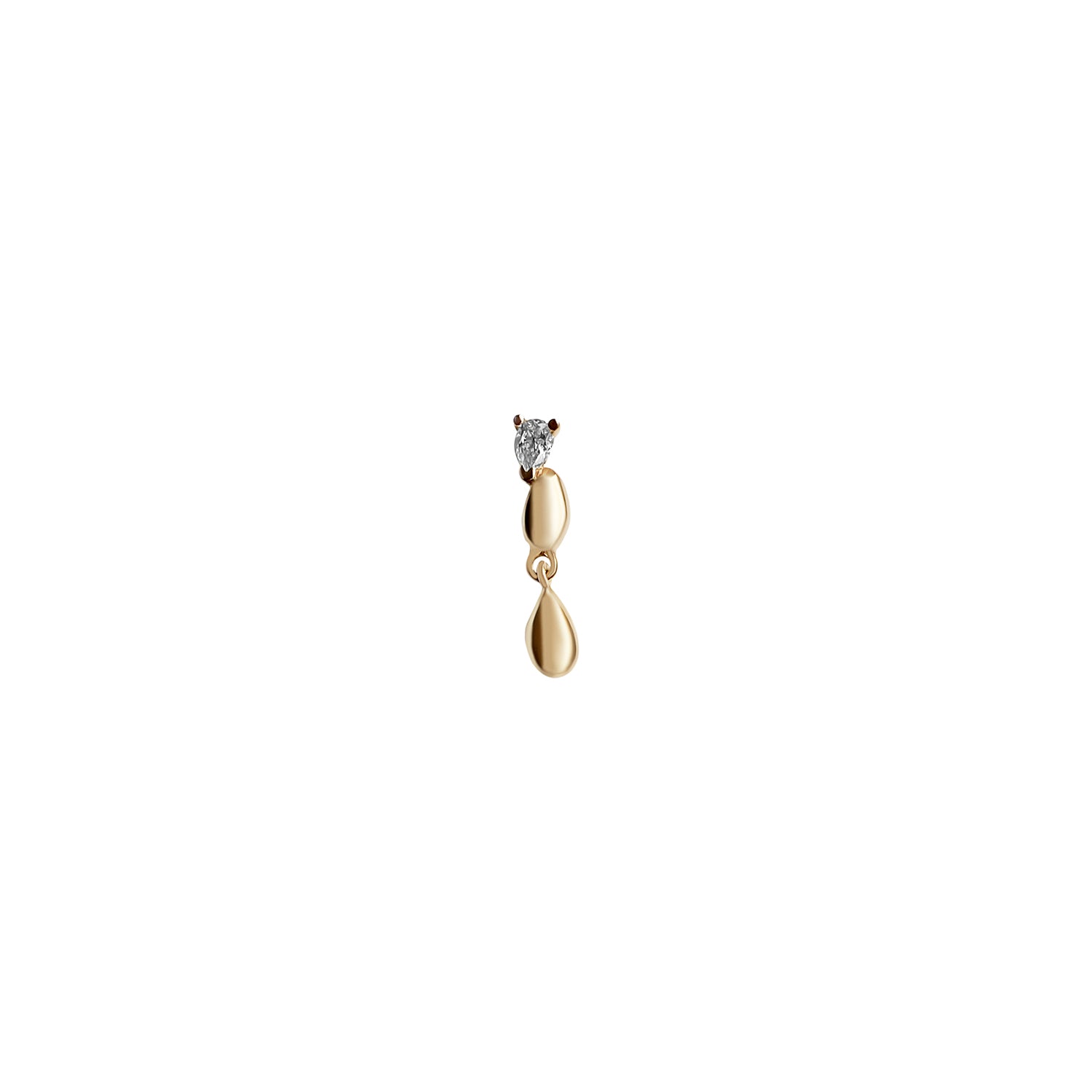 Dewdrops Dangle Diamond and Gold Earring