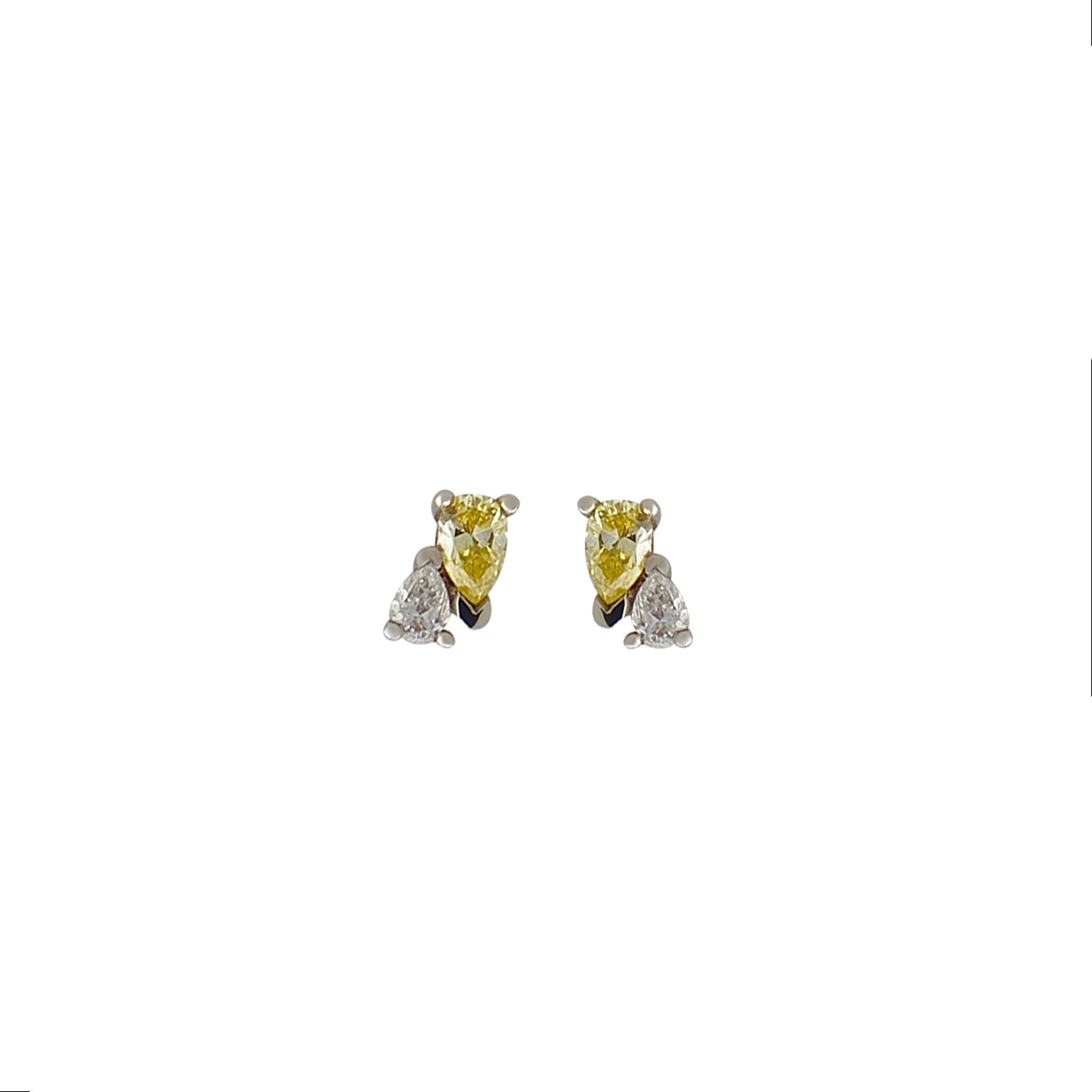 Me and You Gold and Canary Diamond Stud Earring