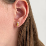 Me and You Gold and Canary Diamond Stud Earring