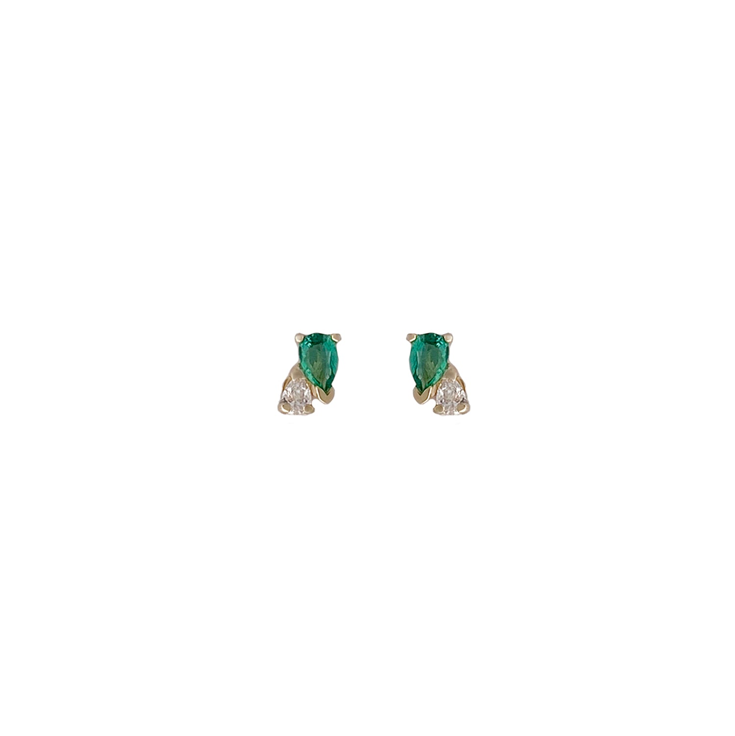 Me and You Gold and Emerald Stud Earring