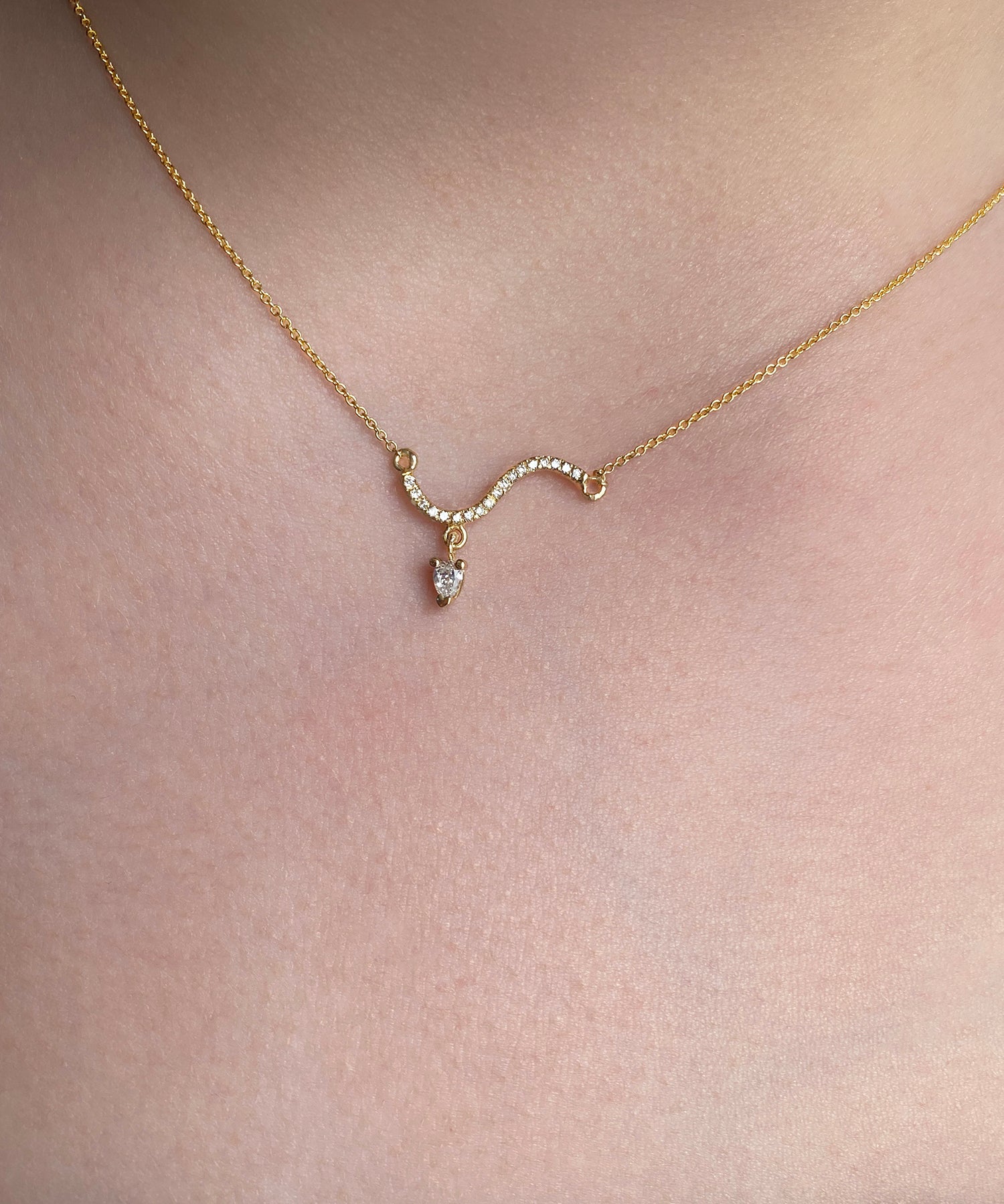 Contour — Pavé Drop Element Necklace (Diamond)
