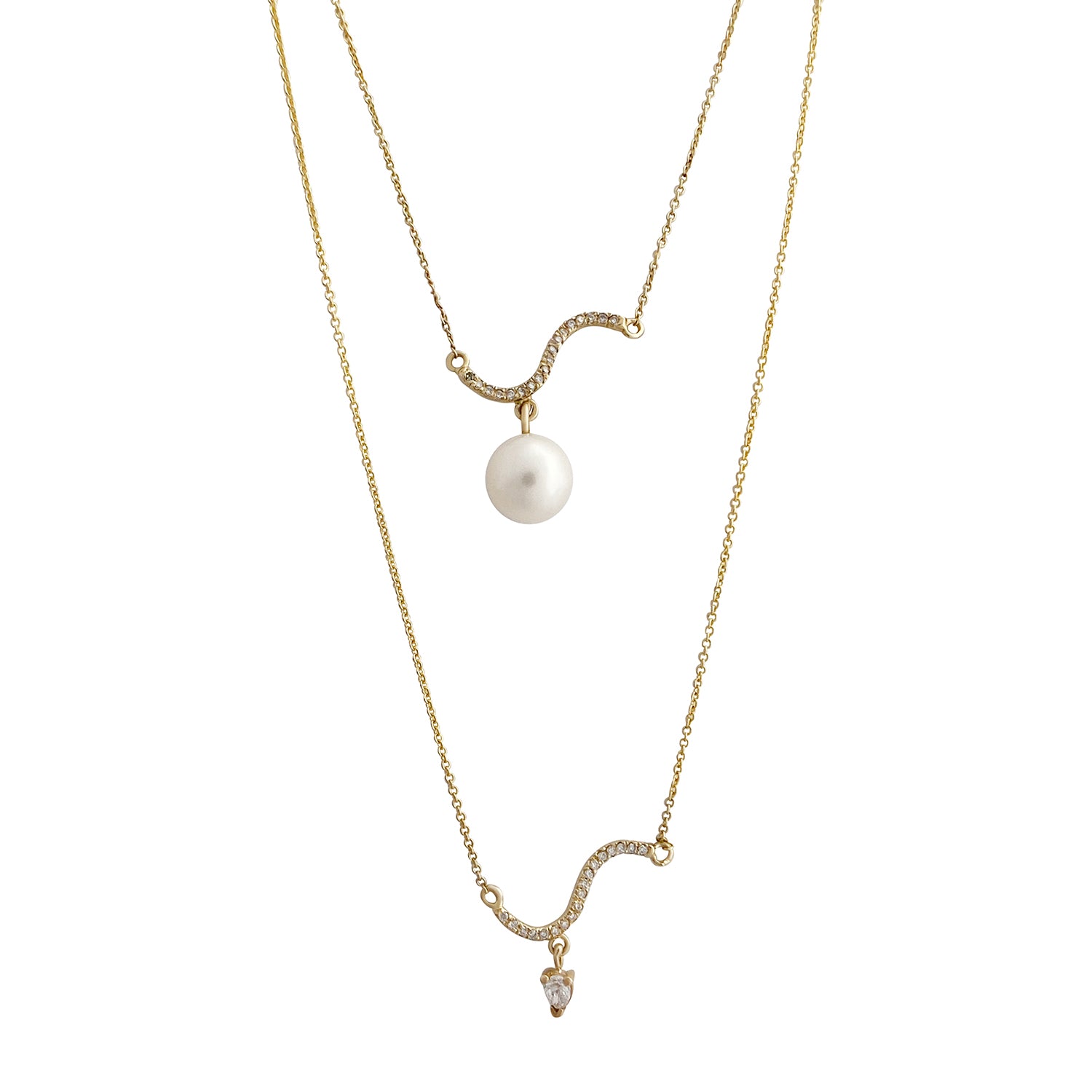 Contour — Drop Element Necklace (Pearl)
