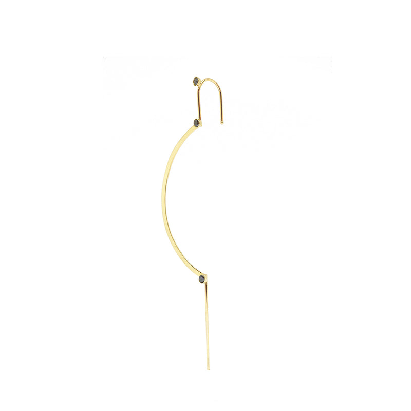 Black Diamonds Curved Needle Earring