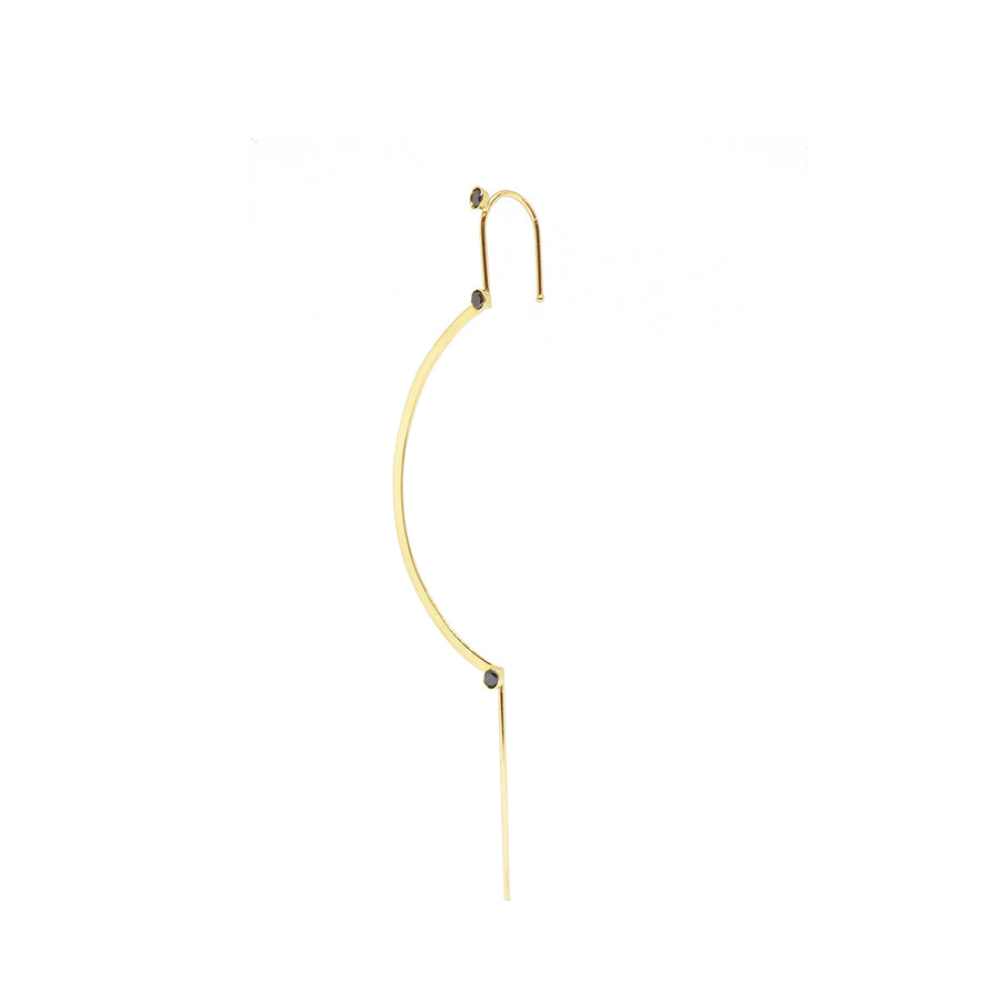 Black Diamonds Curved Needle Earring