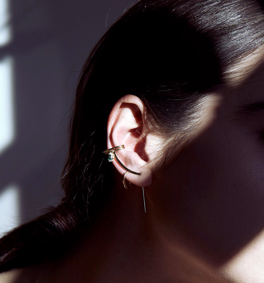 Esmeralda Cuff Gold Needle Earring
