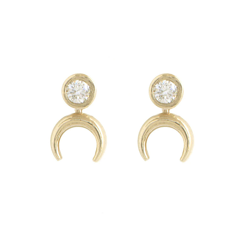 Diamond Crescent Stud Earrings