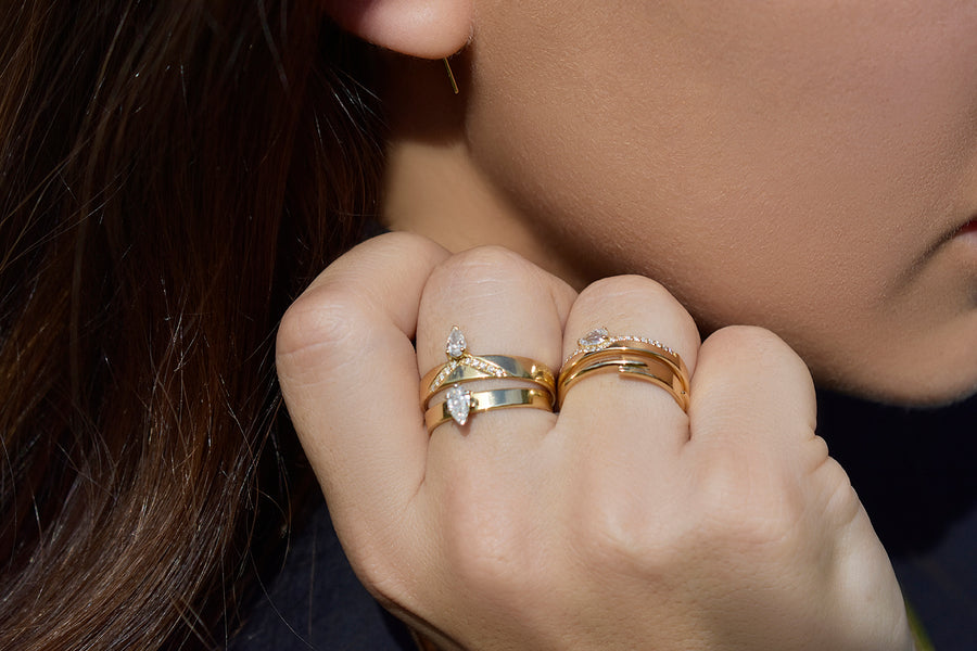 Vector Tear Drop Diamond Band Ring