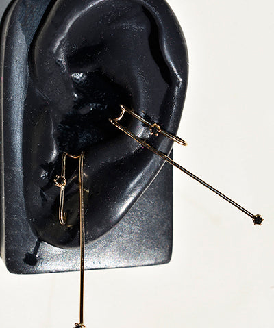 Dama Diamond Drama Gold  Suspender  Earrings