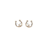 Gold and Diamonds U Shape Stud Earring