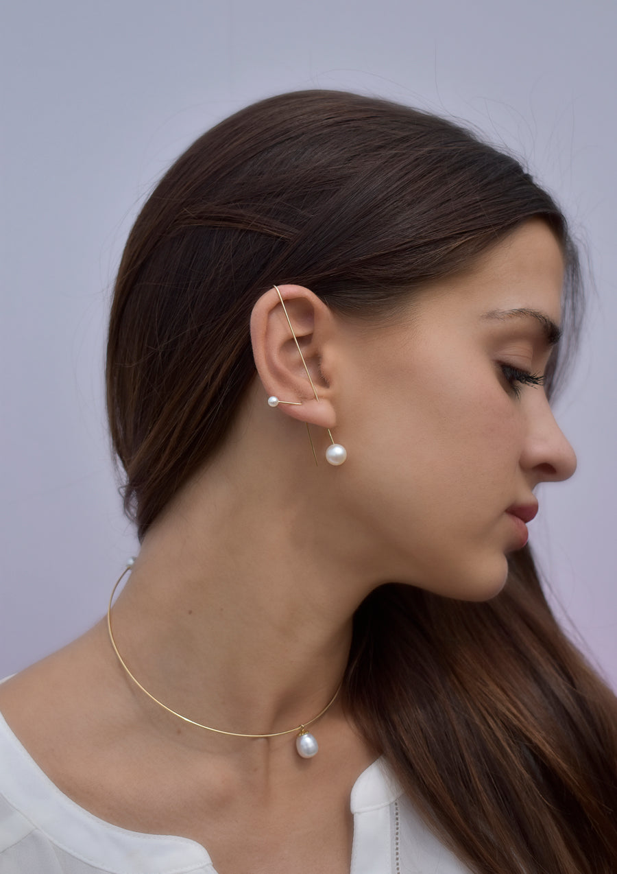 Pearl Drop Needle Earring