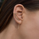 Pave Diamond Cuff Needle Gold Earring