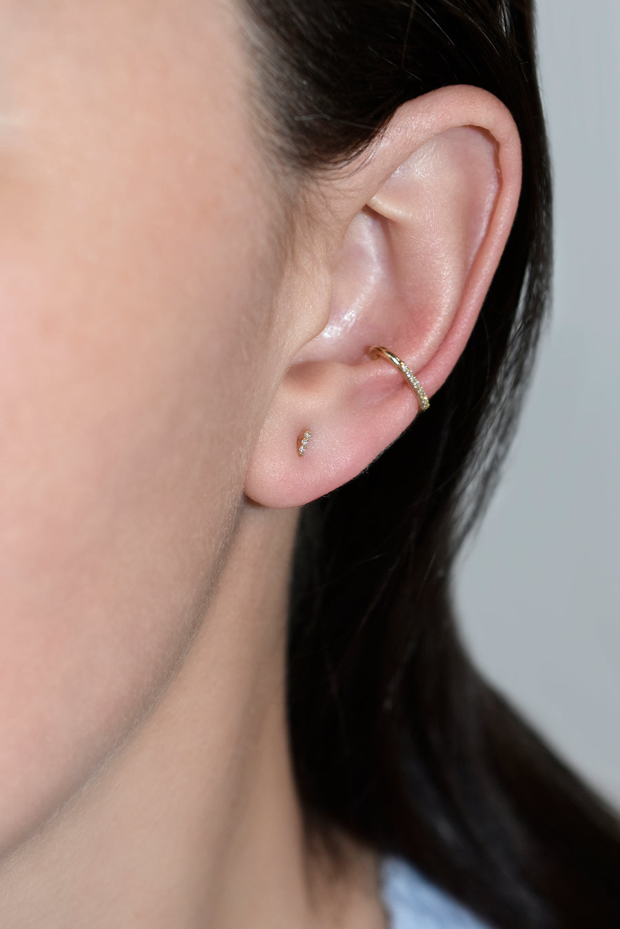 Delicate Black Diamond Brick Stud Earring