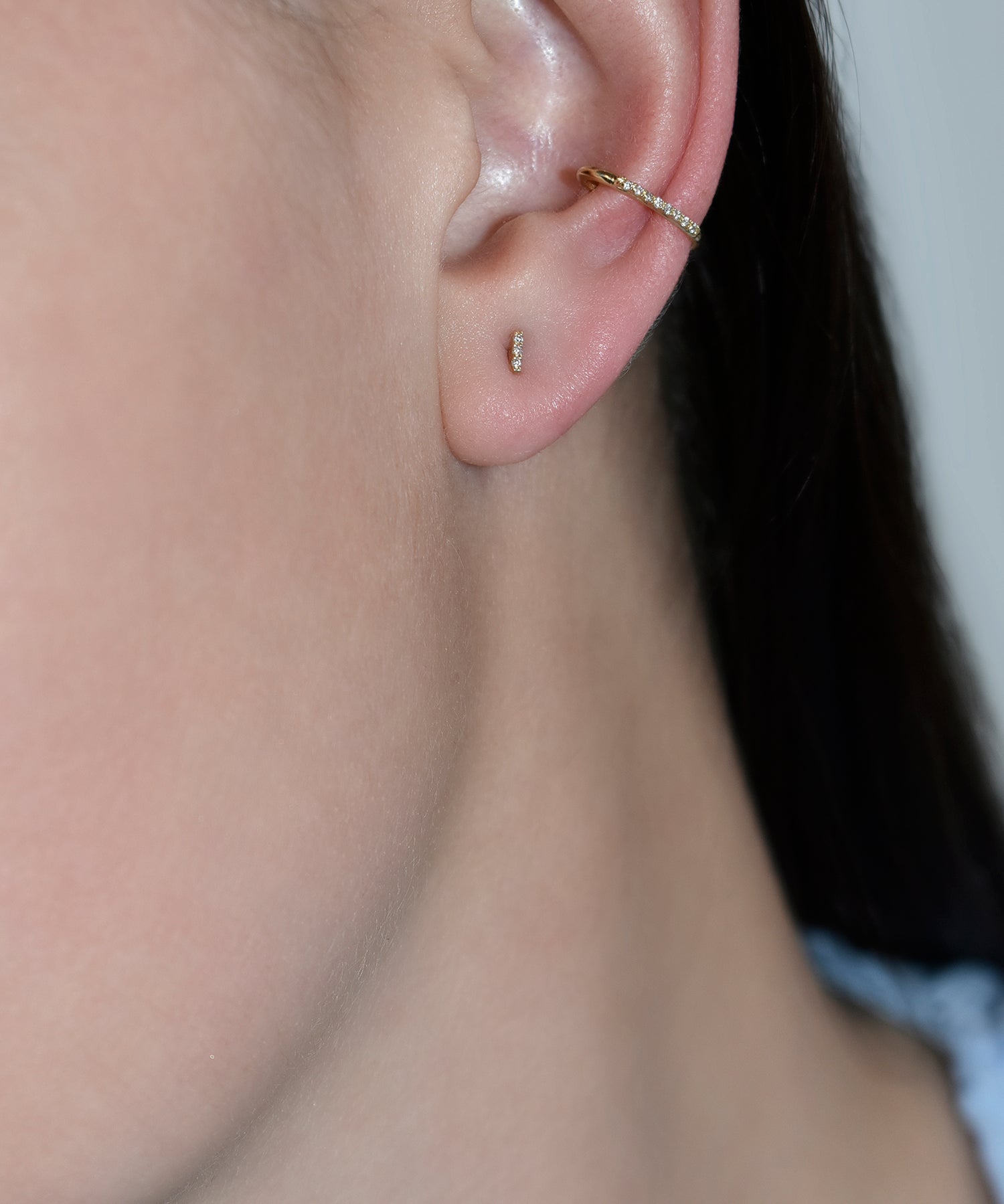 Delicate Black Diamond Brick Stud Earring