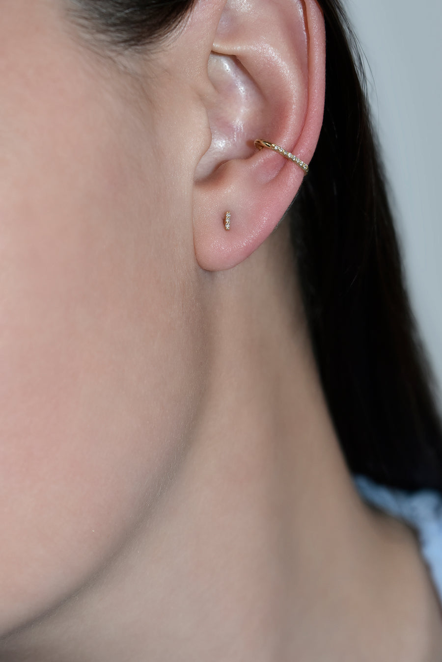 Delicate Black Diamond Brick Stud Earring