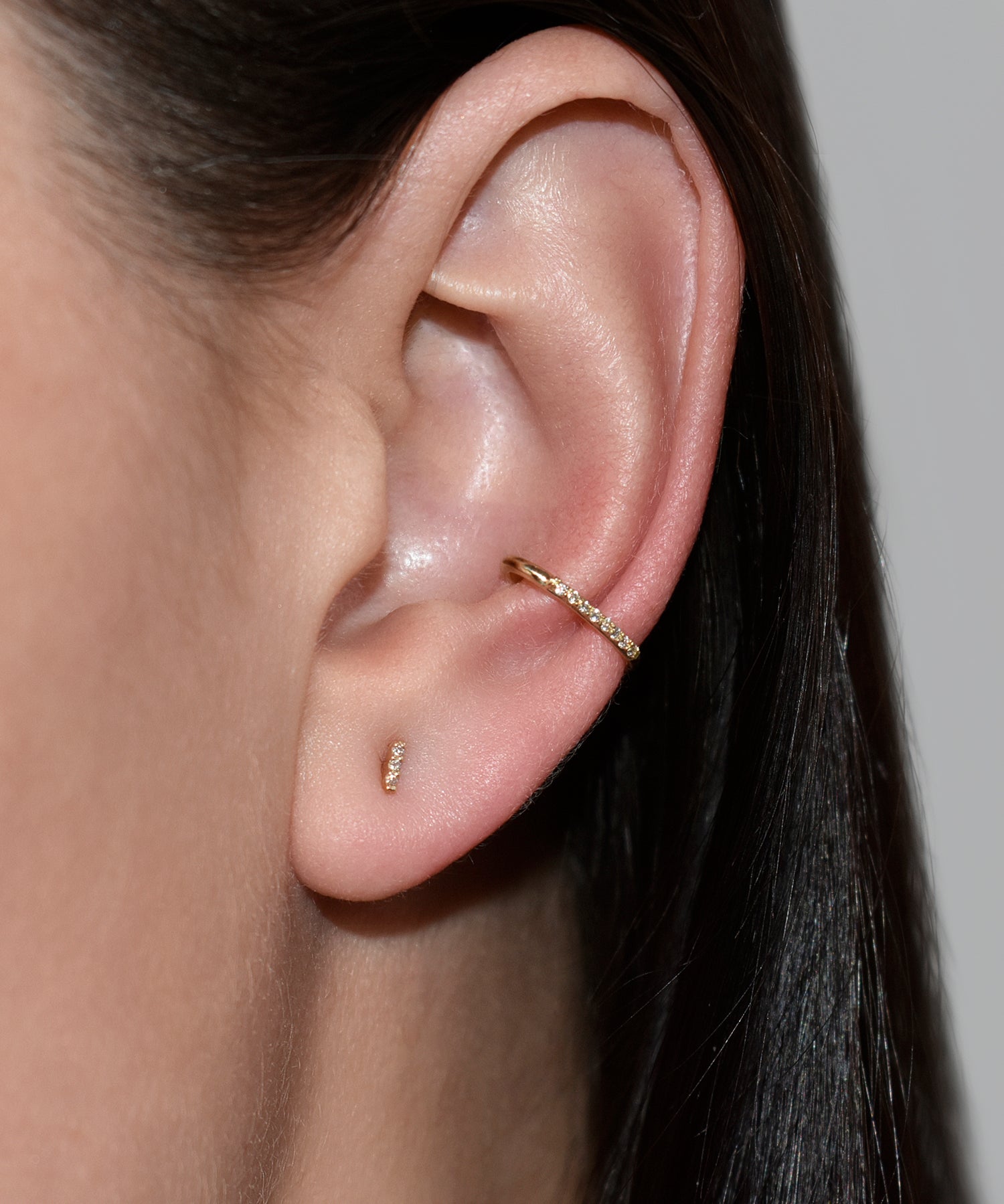 Delicate Black Diamond Brick Stud Earring