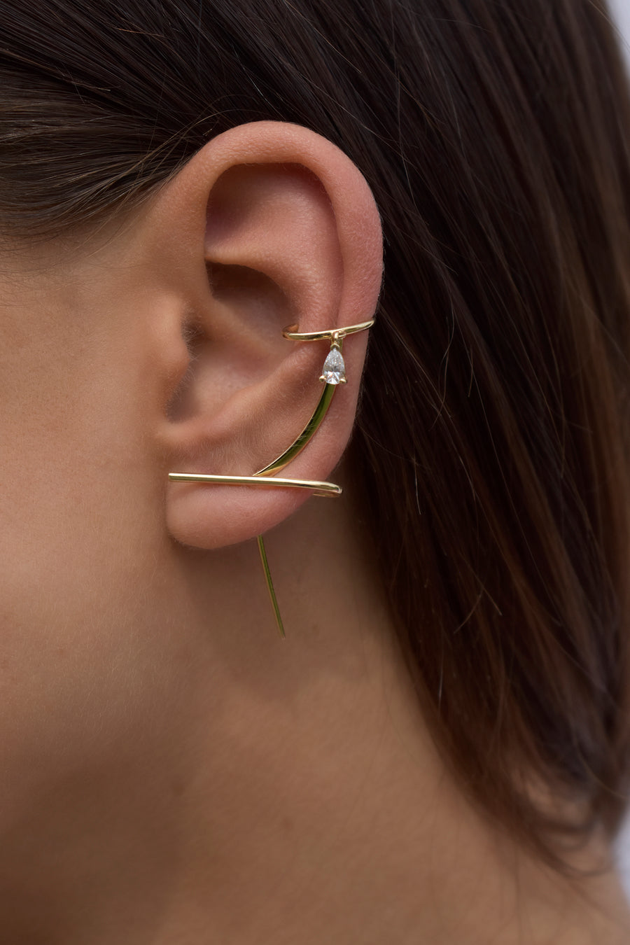Daina Cuff Needle Gold Earring