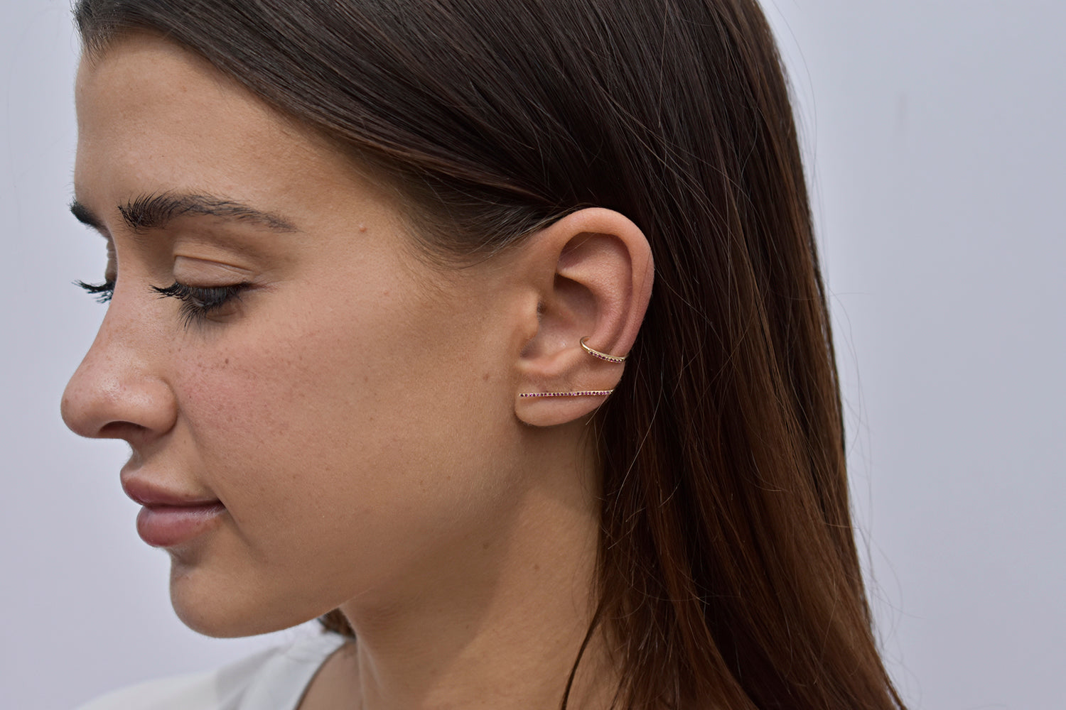 Span — Pavé Crossbar Ear Cuff (Ruby)
