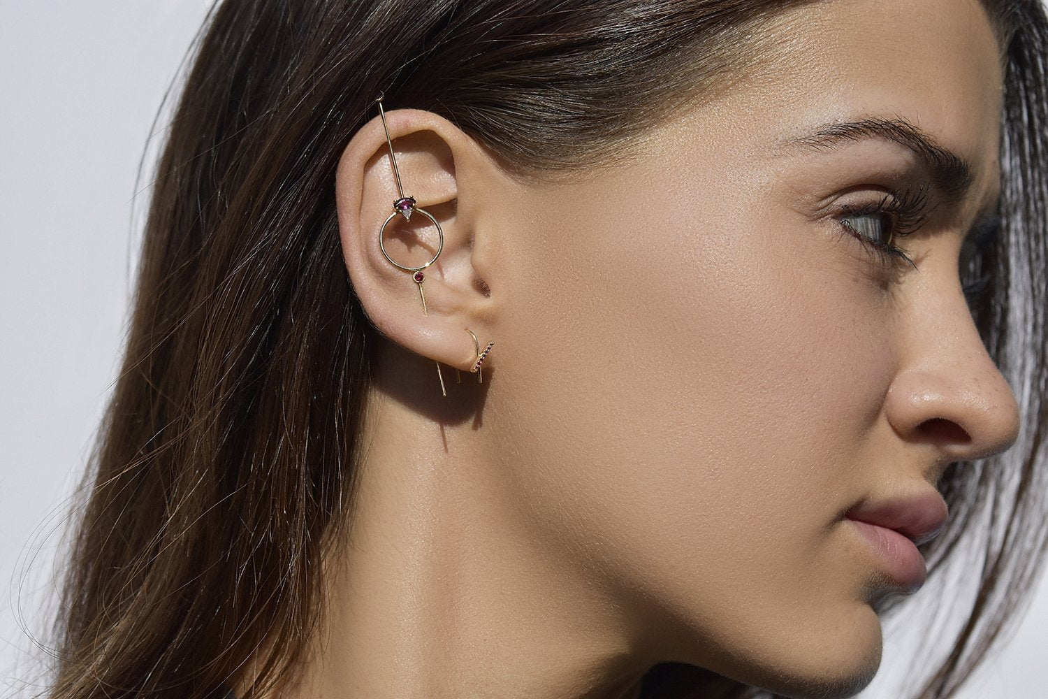 Axis — Horizon Mini Needle Earring (Ruby)