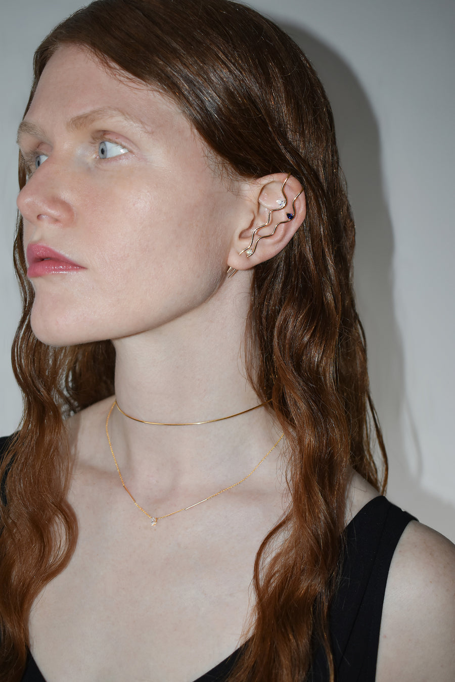Double Splash Wave Needle Earring