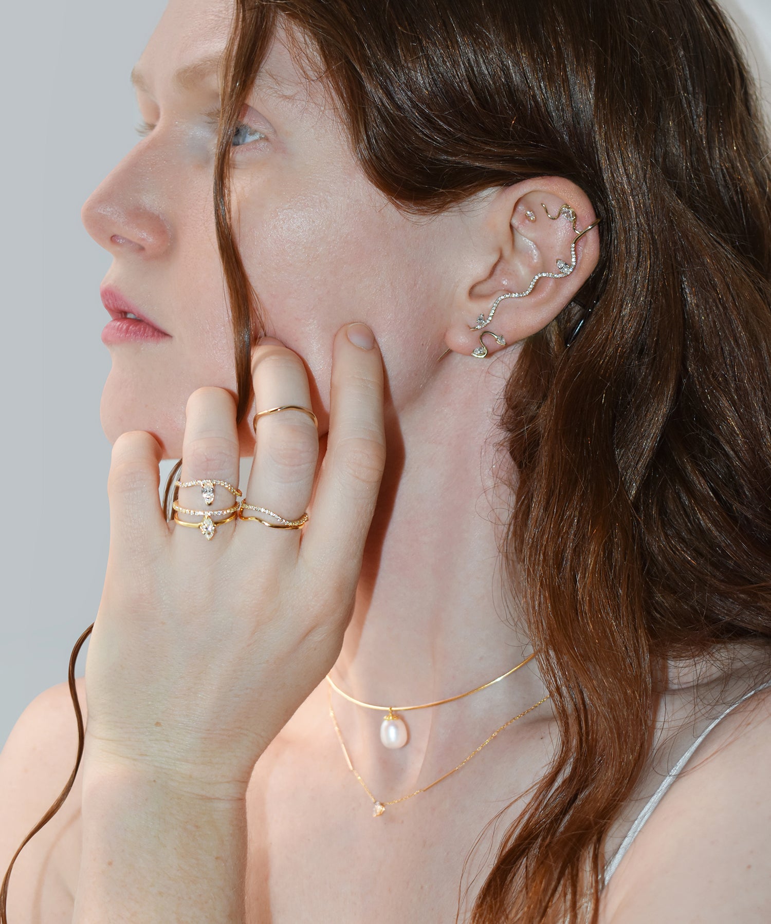 Contour — Double Element Stud Earring (Diamond)