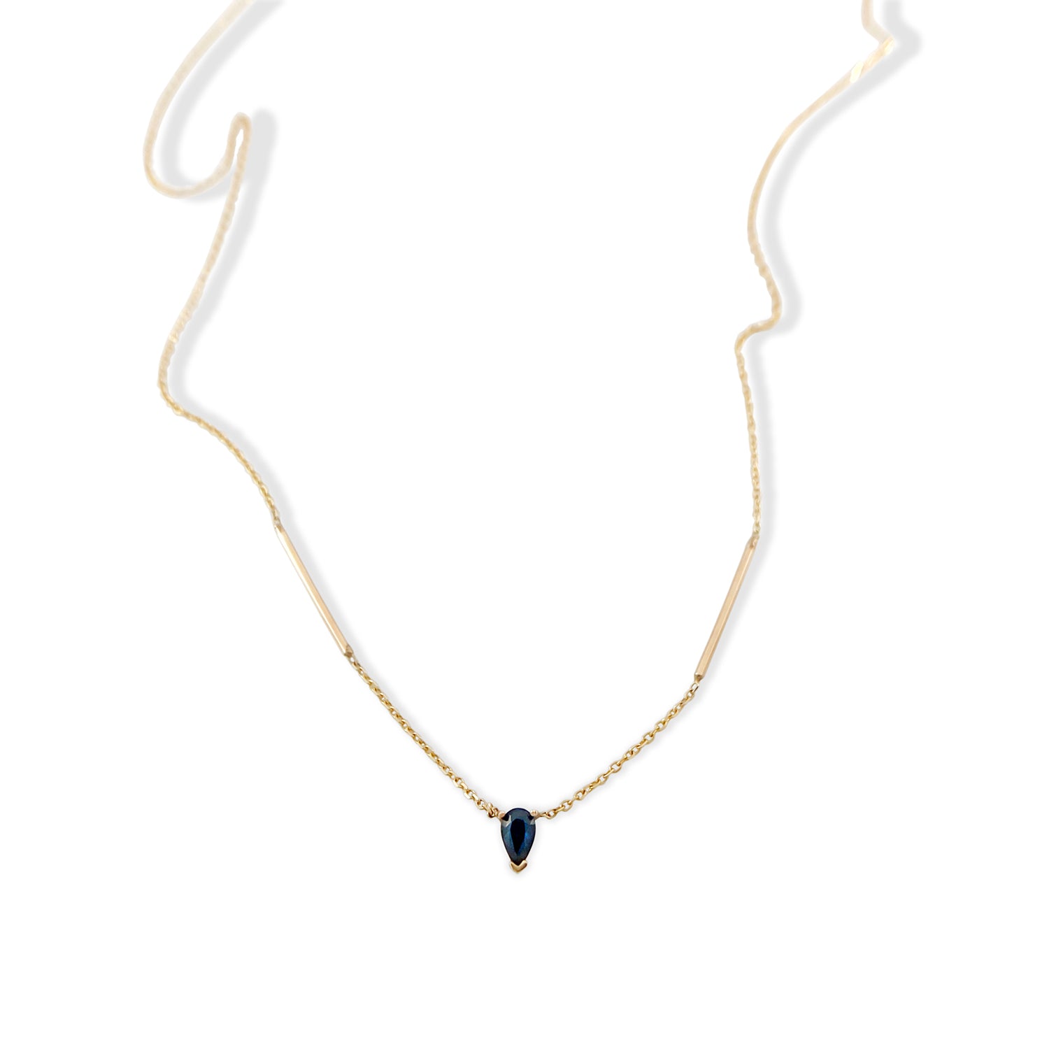 White Sapphire Deconstructed  Bar Gold Necklace