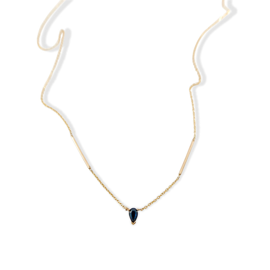 Sapphire Deconstructed Bar Gold Necklace