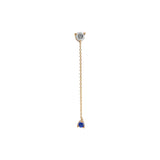 Ocean Sapphire and Diamond Drop Stud Earring (single)