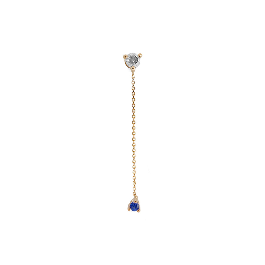 Ocean Sapphire and Diamond Drop Stud Earring (single)