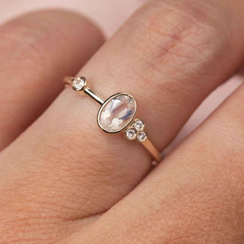 Diamond and Moonstone Gold Ring