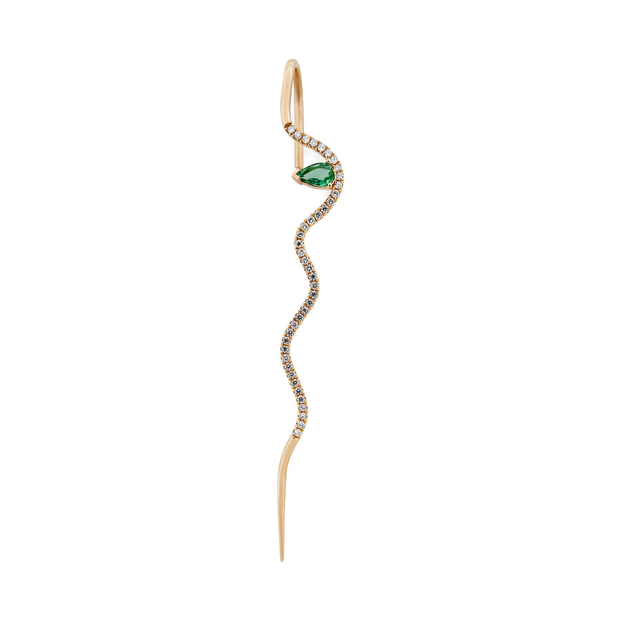 Emerald Splash Pave Wave Needle Earring