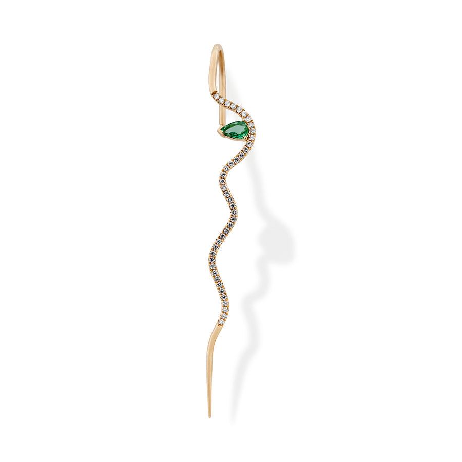 Emerald Splash Pave Wave Needle Earring