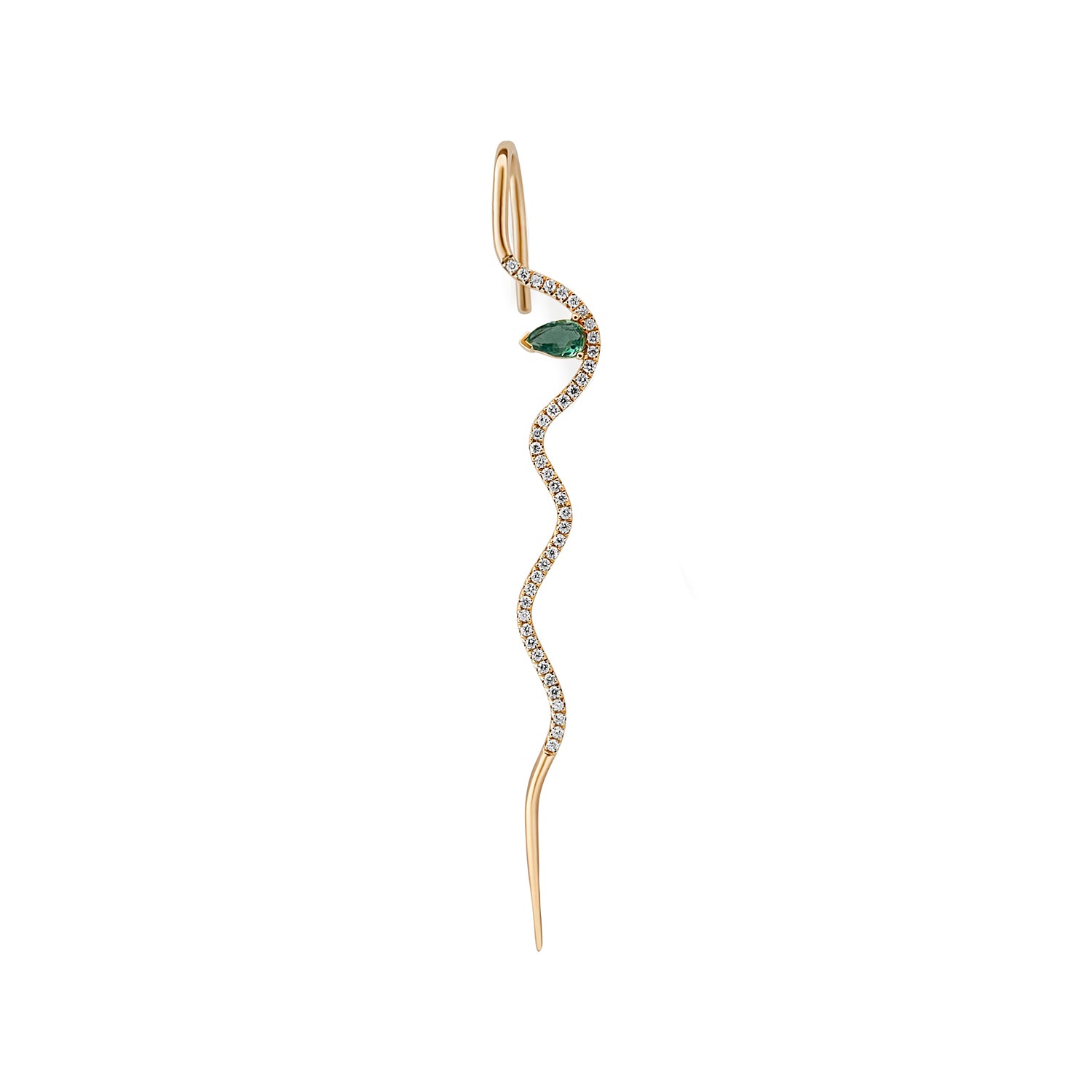 Contour — Pavé Element Needle Earring (Emerald)