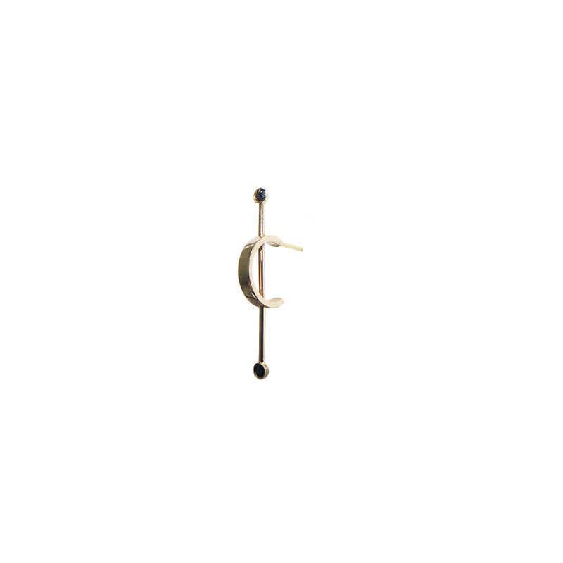 Needled Gem Hoop Gold Earring
