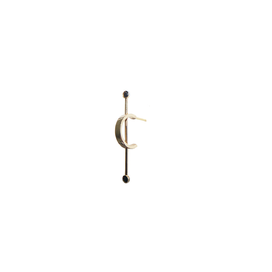 Needled Gem Hoop Gold Earring