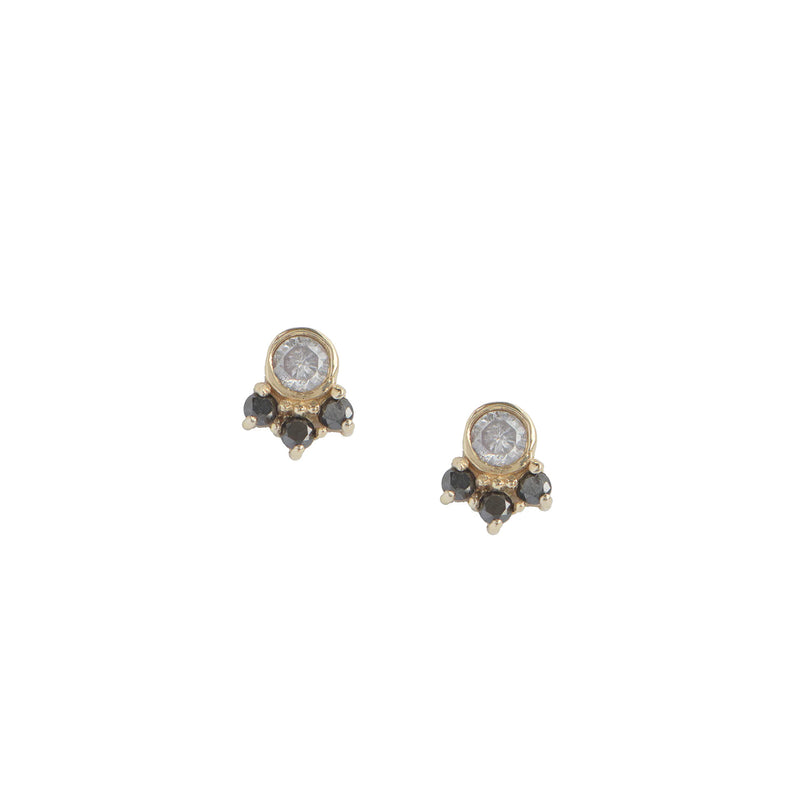 Round Diamond Cluster Stud Earrings
