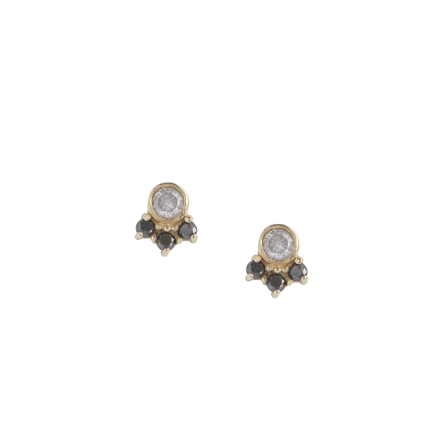 Round Diamond Cluster Stud Earrings