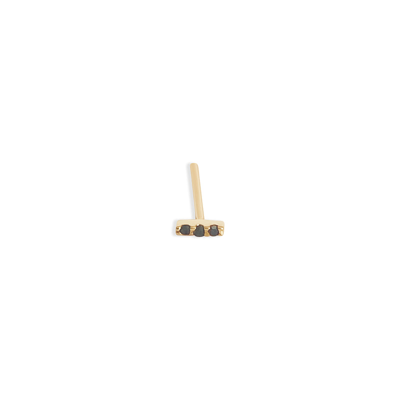 Delicate Black Diamond Brick Stud Earring