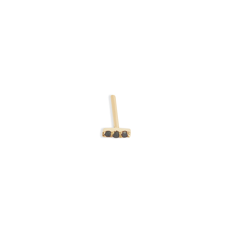 Delicate Black Diamond Brick Stud Earring