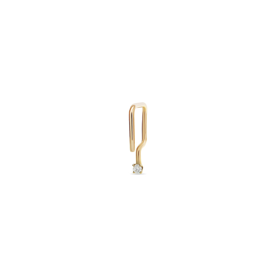 White Diamond Tiny Gold Square Open Hoop