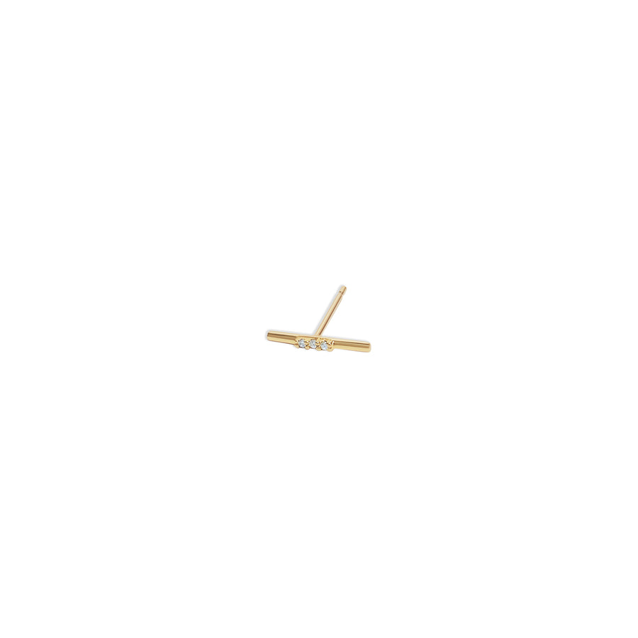 Leveled Diamond Bar Stud Earring