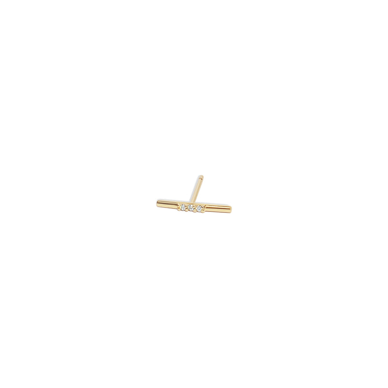 Leveled Diamond Bar Stud Earring