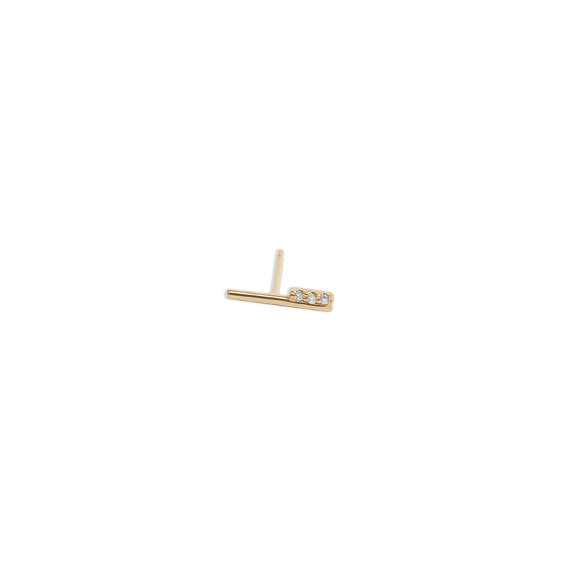 Unbalanced  Diamond Bar Stud Earring
