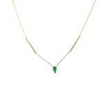 Emerald Deconstructed Bar Gold Necklace