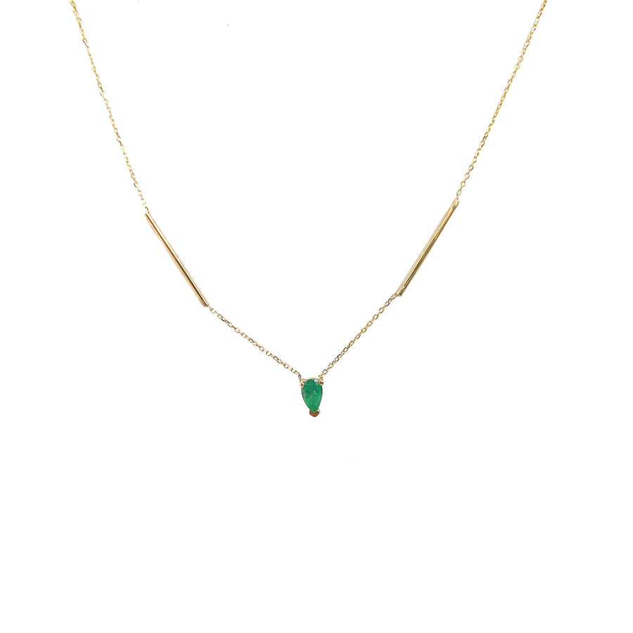 Deconstructed Emerald Bar Gold Necklace